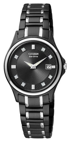 GA1034-57G Women's Black Ion Plated Eco-Drive Diamond Watch - Citizen - Modalova