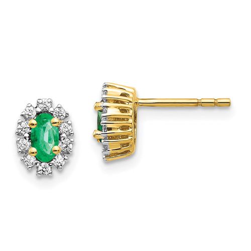 K 1/5Ct Diamond & Emerald Earrings - Jewelry - Modalova