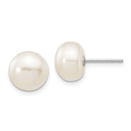 K White Gold 8-9mm White Button FW Cultured Pearl Stud Post Earrings - Jewelry - Modalova