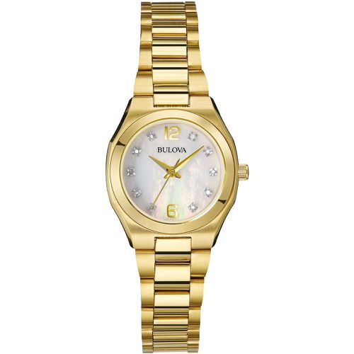 P109 Women's Diamond Gallery MOP Dial Gold Plated Steel Bracelet Watch - Bulova - Modalova