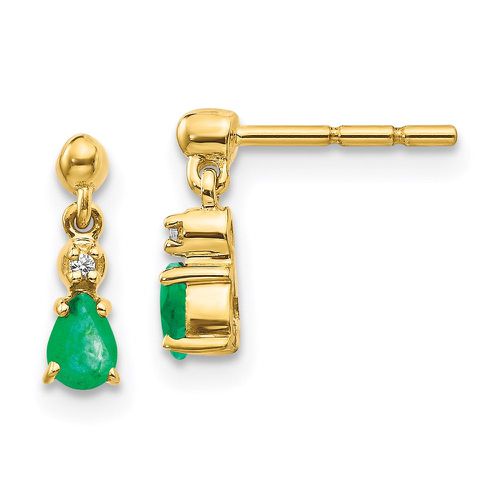 K Gold Emerald & Diamond Dangle Earrings - Jewelry - Modalova