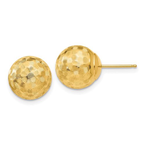 K Gold Round 10mm Checkerboard Diamond Cut Ball Earrings - Jewelry - Modalova