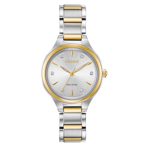 Women's Diamond Watch - Corso Two Tone Steel Silver Dial / FE2104-50A - Citizen - Modalova
