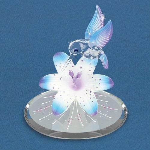 Blue Hummingbird and Blue Lily w/ Base Glass Figurine - Jewelry - Modalova