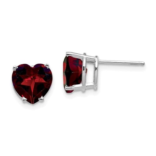 K White Gold 8mm Heart Garnet earring - Jewelry - Modalova