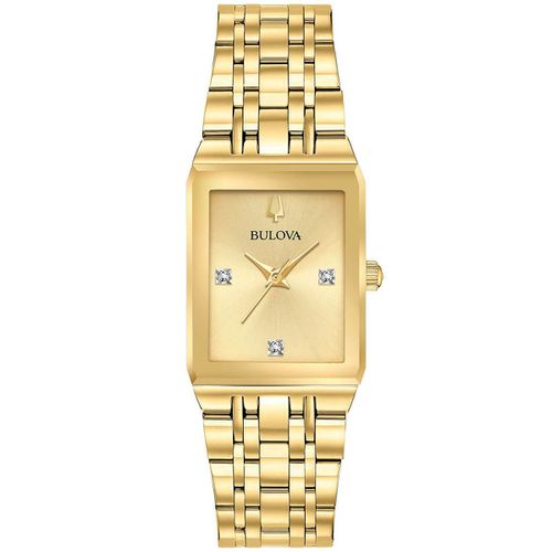 Women's Bracelet Watch - Futuro Quartz Champagne Dial Steel Diamond / 97P140 - Bulova - Modalova