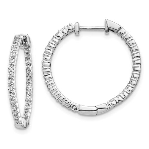 K White Gold Polished Diamond In and Out Hinged Hoop Earrings - Jewelry - Modalova