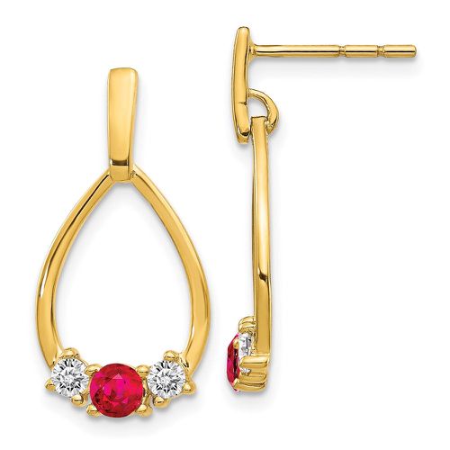 K Gold w/ AF. Ruby & White Sapphire Post Dangle Earrings - Jewelry - Modalova