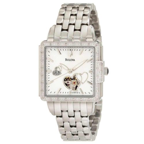 R155 Women's Stainless Steel White Mother of Pearl Dial Diamond Watch - Bulova - Modalova