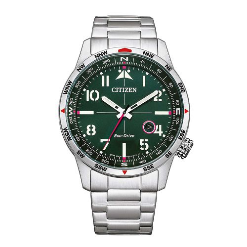 Men's Watch - Eco-Drive Green Dial Stainless Steel Bracelet / BM7551-84X - Citizen - Modalova
