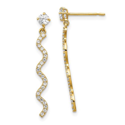 K CZ Wave Dangle Post Earrings - Jewelry - Modalova