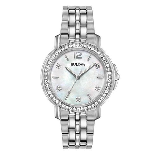 Women's Bracelet Watch - Crystal MOP Dial Stainless Steel / 96L255 - Bulova - Modalova