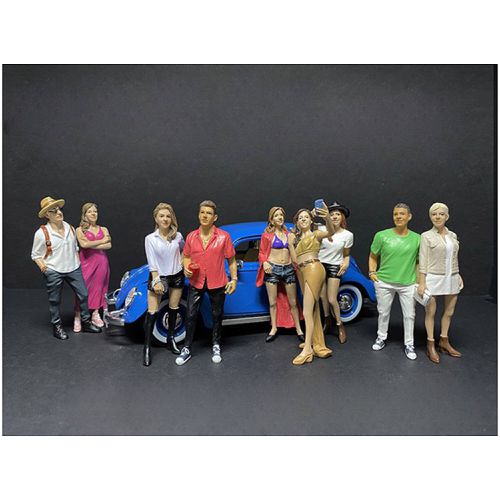 Figurine Set - Partygoers Polyresin for 1/24 Scale Models, 9 Piece - American Diorama - Modalova
