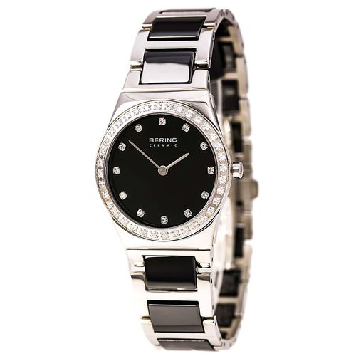 Women's Ceramic Swarovski Crystal Bezel Steel & Black Ceramic Bracelet Watch - Bering - Modalova