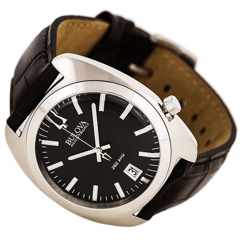 B253 Men's Accutron II Black Dial Brown Leather Strap Watch - Bulova - Modalova