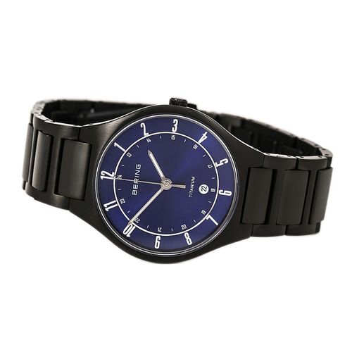 Men's Titanium Blue Dial Quartz Date Watch - Bering - Modalova