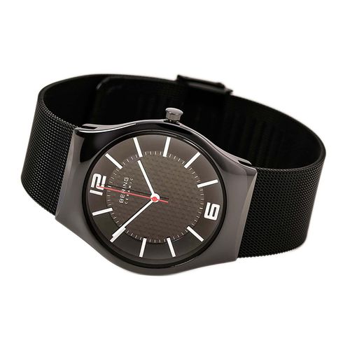 Men's Ceramic Black Dial Black IP Milanese Steel Mesh Bracelet Watch - Bering - Modalova
