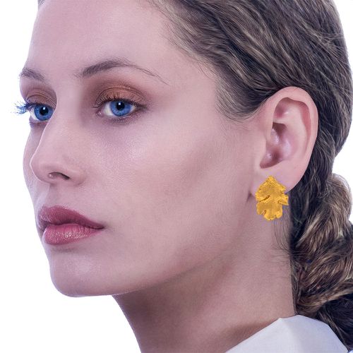 Gold Plated Silver Stud Earrings Leaves - Thallo - Modalova