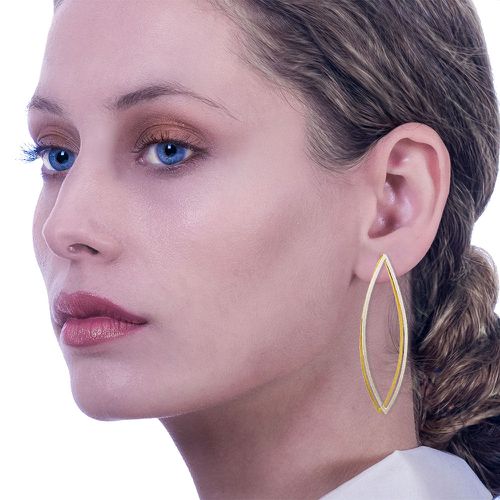 Gold & Silver Earrings Double Long Leaves - Alexandros Rallis - Modalova