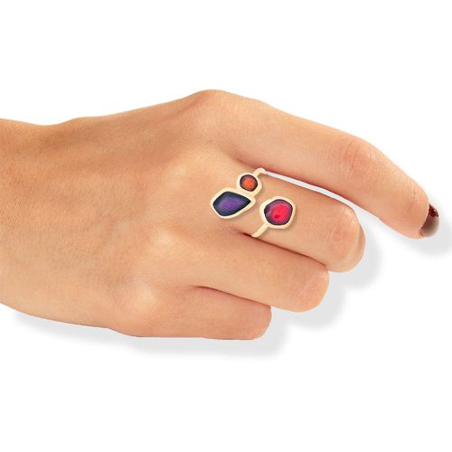 Gold Plated Silver Enamel Ring Purple Red - Onirolithi - Modalova