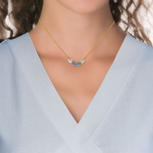 Gold Plated Silver Chain Necklace With Tourmalines I Anthos - Eftihia Siamouli - Modalova