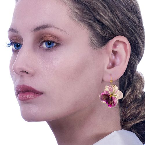 Flower Earrings Pelargonia With Swarovski Stones - Crafts of Soul - Modalova