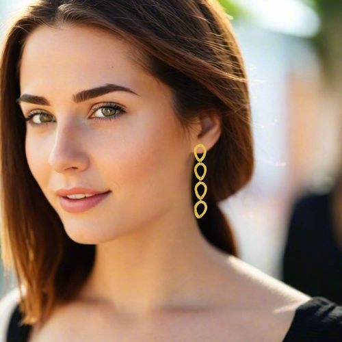 Gold Plated Silver Long Dangle Earrings DropsIAnthos Jewelry - Athena Papa - Modalova