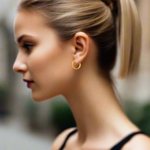 Gold Plated Hoop Earrings Little Leaves - Miliarakis - Modalova