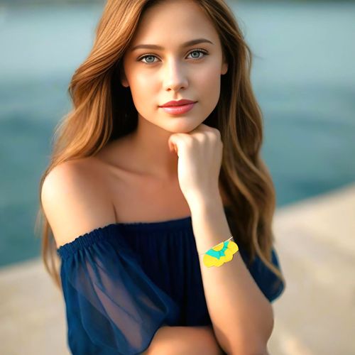 Leather Turquoise Gold Bracelet - Leather Trinkets - Modalova