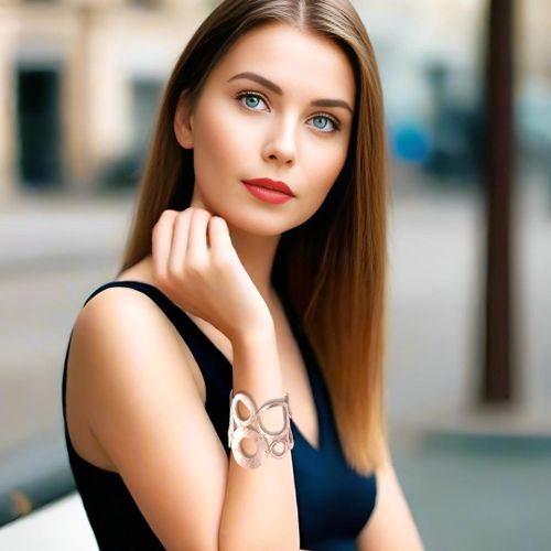 Handmade Leather Sparkling Gold Rings Bracelet - Marina Panayiotoulia - Modalova