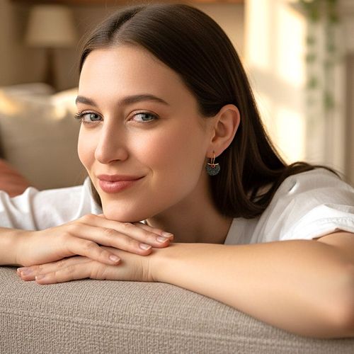 Silver Earrings With Red Zircons - Alexandros Rallis - Modalova