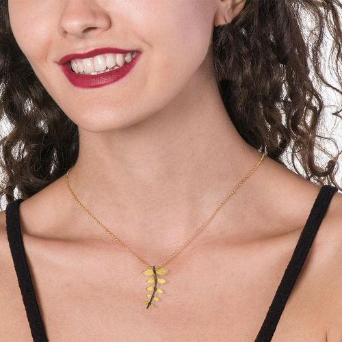 Short Gold Plated Silver Necklace Leave Miliarakis - Anthos Crafts - Modalova