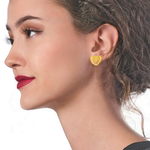 Handmade Gold Plated Silver Stud Earrings Anthem - Aelia Crafts - Modalova