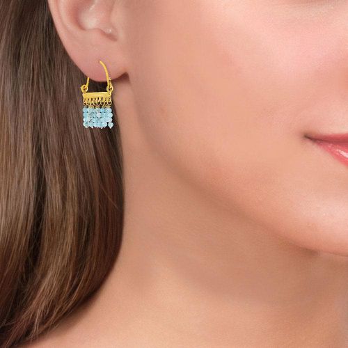 Gold Earrings With Apatite Gemstones - Tonia Makri - Modalova