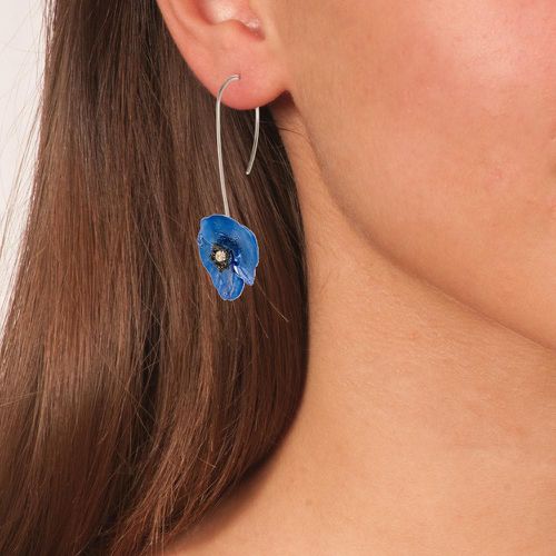 Handmade Silver Sky Blue Poppy Flower Drop Earrings - Anna Stypsianou - Modalova
