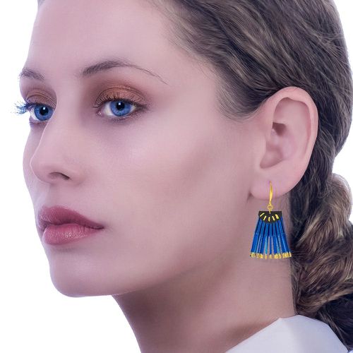 Blue Satin Earrings Scallop - Alexandra Tsoukala - Modalova