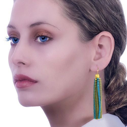 Satin Earrings Essilp Turquoise - Alexandra Tsoukala - Modalova