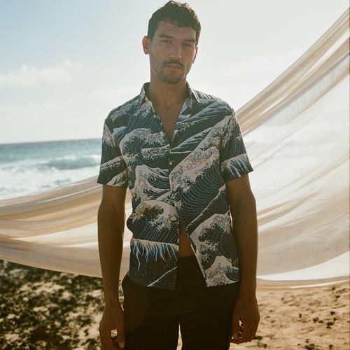 Men's Mens Classic Wave Print Short Sleeve Hawaiian Shirt, and , Size: L - Superdry - Modalova