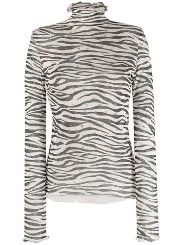 Zebra Print Jersey High Neck Sweater - Alysi - Modalova