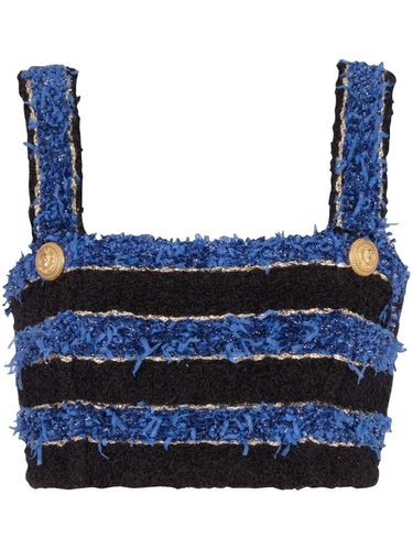 Cropped Striped Tweed Bra Top - Balmain - Modalova