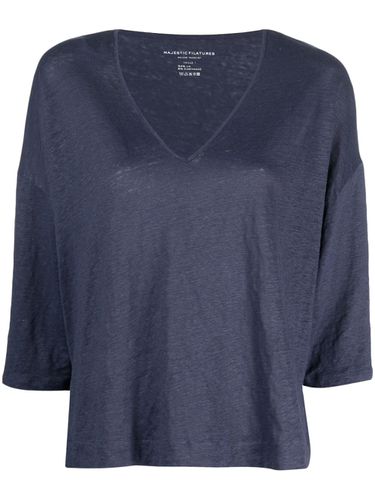 V-neck Linen Blend Sweater - Majestic - Modalova