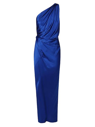 The Sei One-shoulder Silk Satin Midi Dress in Purple