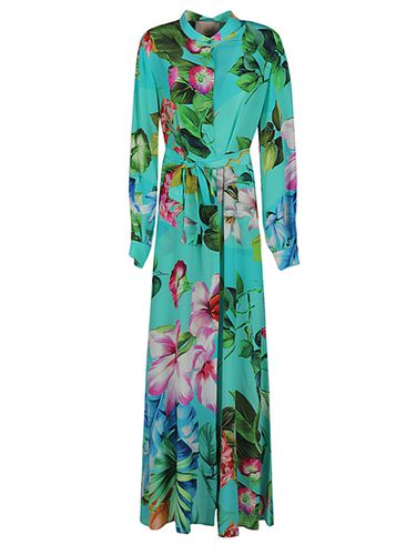 Floral Print Silk Crepe Long Dress - Kitagi Luxury - Modalova