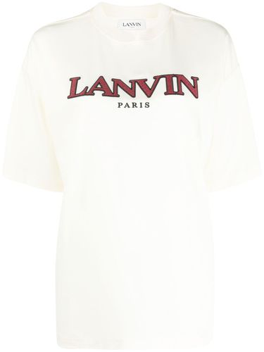 Lanvin Curb Embroidered T-shirt In Nude & Neutrals