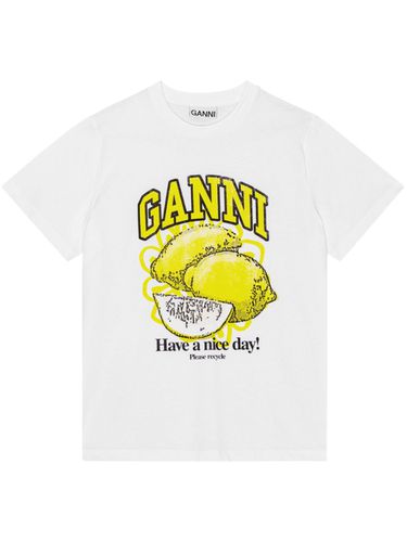 GANNI - Printed Cotton T-shirt - Ganni - Modalova