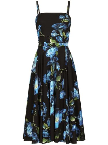 Flower Print Silk Midi Dress - Dolce & Gabbana - Modalova