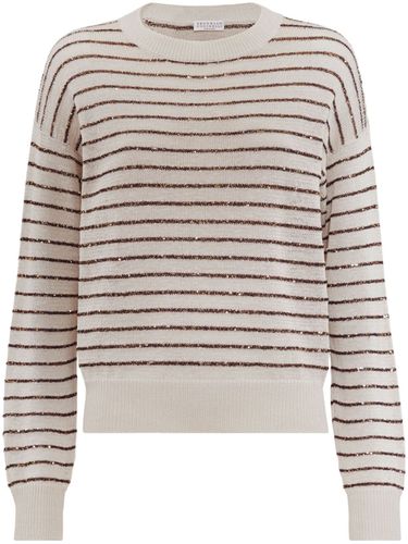 Striped Cotton Sweater - Brunello Cucinelli - Modalova