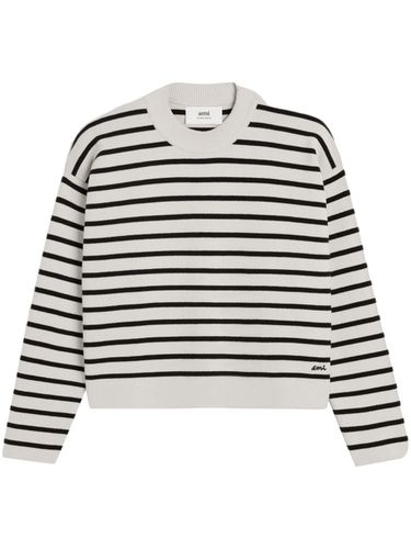 Striped Organic Cotton Sweater - Ami Paris - Modalova