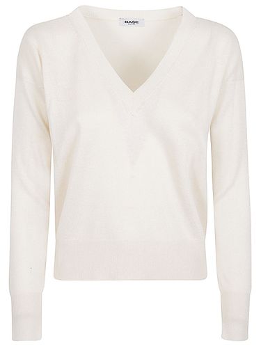 BASE - Cotton Blend V-neck Sweater - Base - Modalova