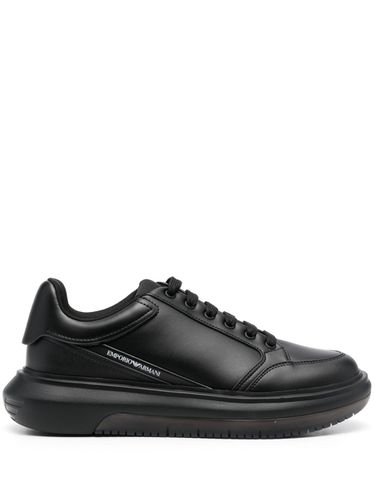 Logo Leather Sneakers - Emporio Armani - Modalova